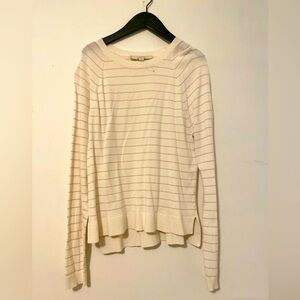 Cream, striped Ann Taylor loft, long sleeve, sweater, size large